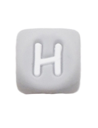Perles Silicone Lettre Alphabet 12mm Gris