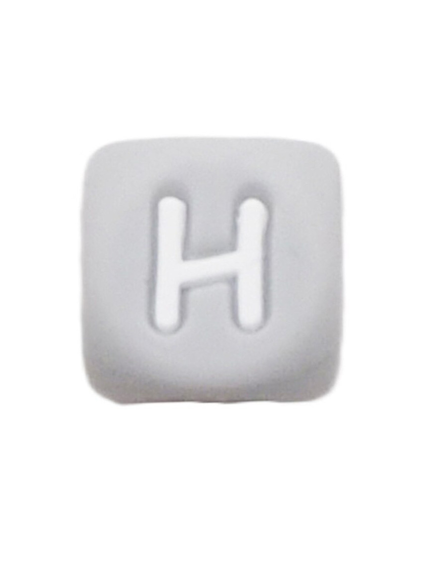 Perles Silicone Lettre Alphabet 12mm Gris