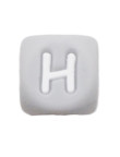 Perles Silicone Lettre Alphabet 12mm Gris