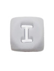 Perles Silicone Lettre Alphabet 12mm Gris