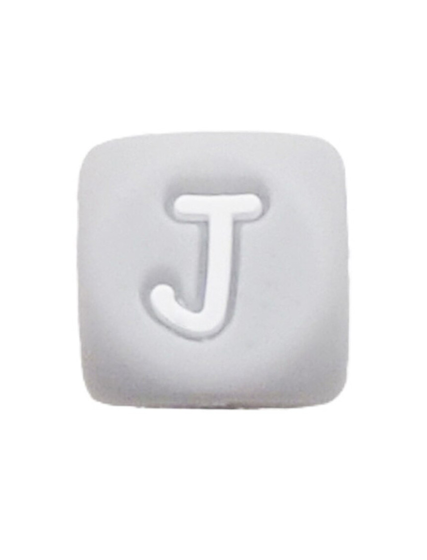 Perles Silicone Lettre Alphabet 12mm Gris