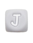 Perles Silicone Lettre Alphabet 12mm Gris