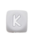 Perles Silicone Lettre Alphabet 12mm Gris