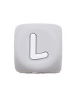 Perles Silicone Lettre Alphabet 12mm Gris