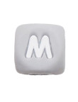Perles Silicone Lettre Alphabet 12mm Gris