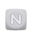 Perles Silicone Lettre Alphabet 12mm Gris