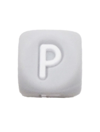 Perles Silicone Lettre Alphabet 12mm Gris