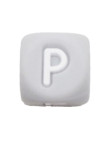 Perles Silicone Lettre Alphabet 12mm Gris