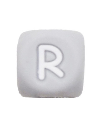 Perles Silicone Lettre Alphabet 12mm Gris