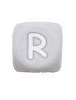 Perles Silicone Lettre Alphabet 12mm Gris