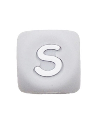 Perles Silicone Lettre Alphabet 12mm Gris