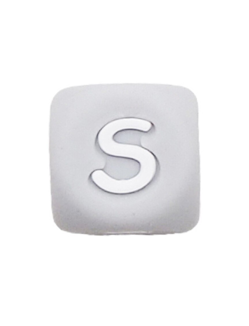 Perles Silicone Lettre Alphabet 12mm Gris