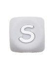 Perles Silicone Lettre Alphabet 12mm Gris