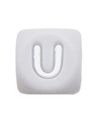 Perles Silicone Lettre Alphabet 12mm Gris