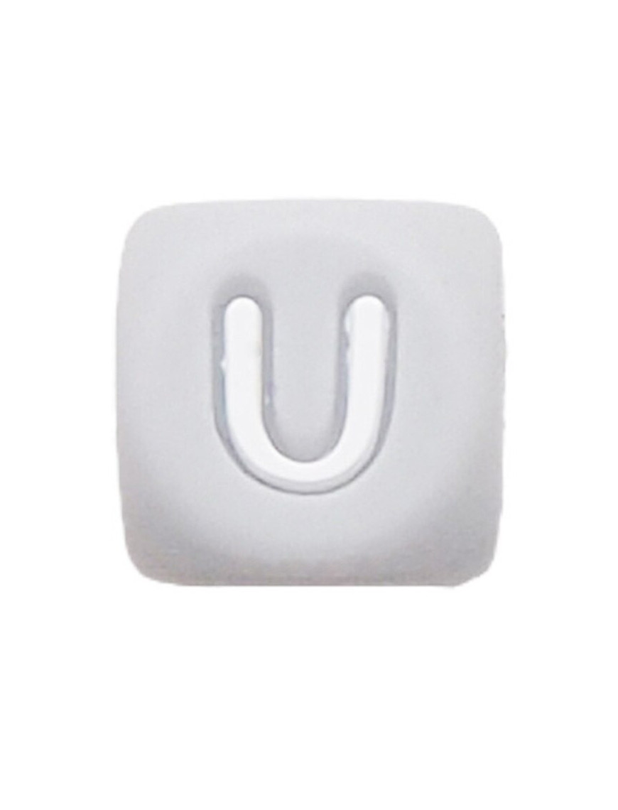 Perles Silicone Lettre Alphabet 12mm Gris