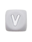 Perles Silicone Lettre Alphabet 12mm Gris