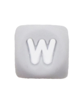 Perles Silicone Lettre Alphabet 12mm Gris