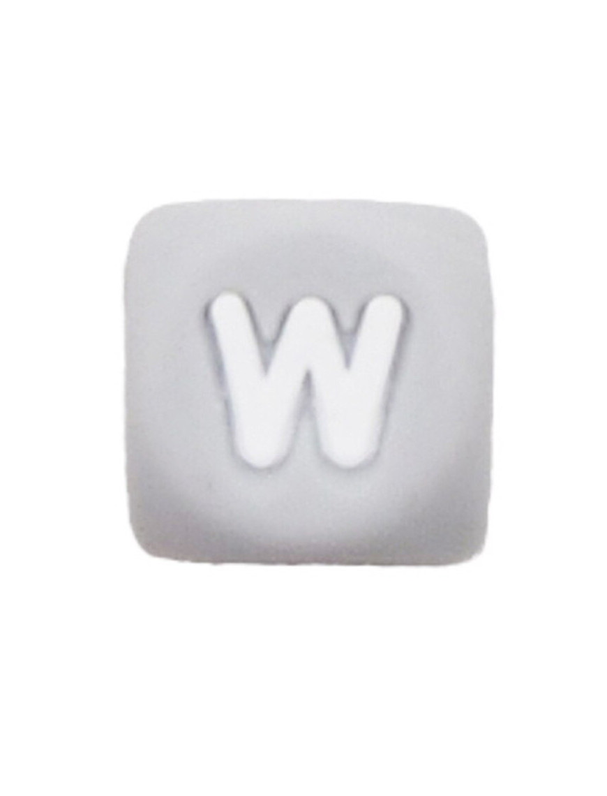 Perles Silicone Lettre Alphabet 12mm Gris