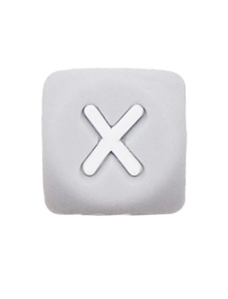 Perles Silicone Lettre Alphabet 12mm Gris