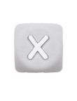 Perles Silicone Lettre Alphabet 12mm Gris