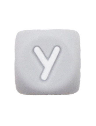 Perles Silicone Lettre Alphabet 12mm Gris