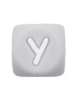 Perles Silicone Lettre Alphabet 12mm Gris