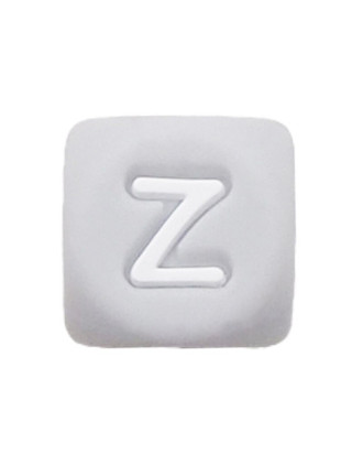 Perles Silicone Lettre Alphabet 12mm Gris