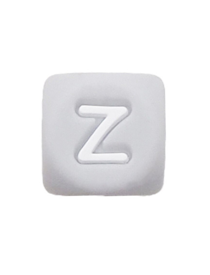 Perles Silicone Lettre Alphabet 12mm Gris