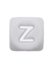 Perles Silicone Lettre Alphabet 12mm Gris