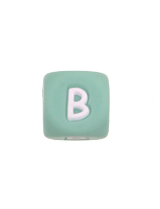 Perles Silicone Lettre Alphabet 12mm Vert Tilleul