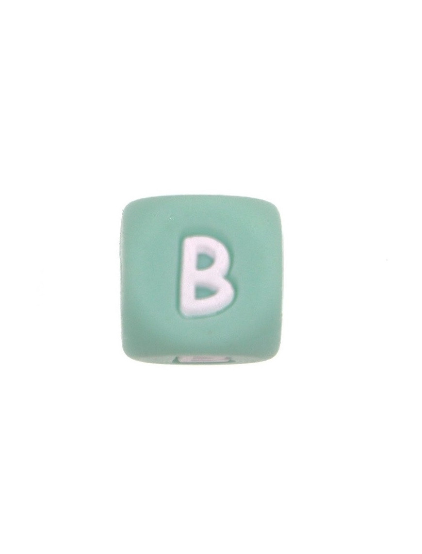 Perles Silicone Lettre Alphabet 12mm Vert Tilleul