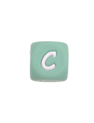 Perles Silicone Lettre Alphabet 12mm Vert Tilleul