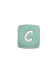 Perles Silicone Lettre Alphabet 12mm Vert Tilleul
