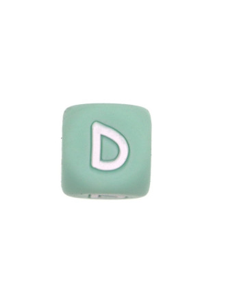 Perles Silicone Lettre Alphabet 12mm Vert Tilleul