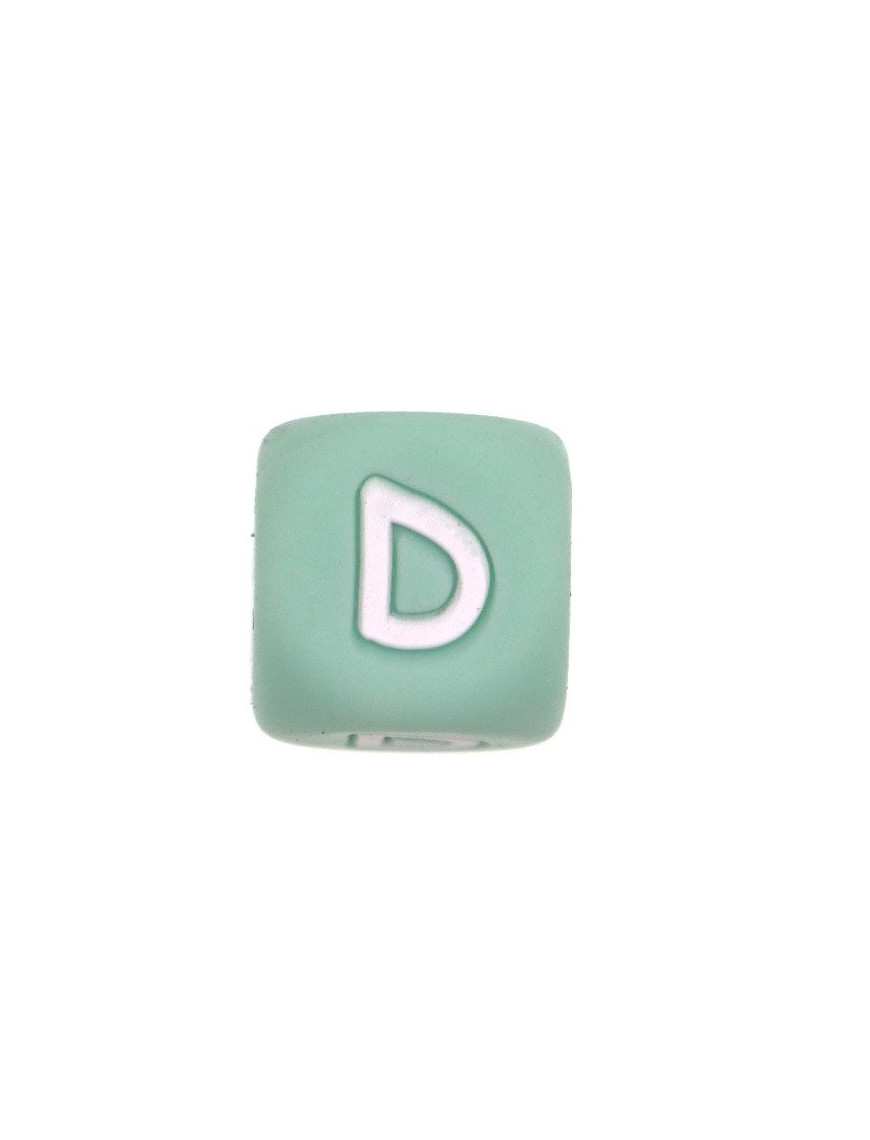 Perles Silicone Lettre Alphabet 12mm Vert Tilleul