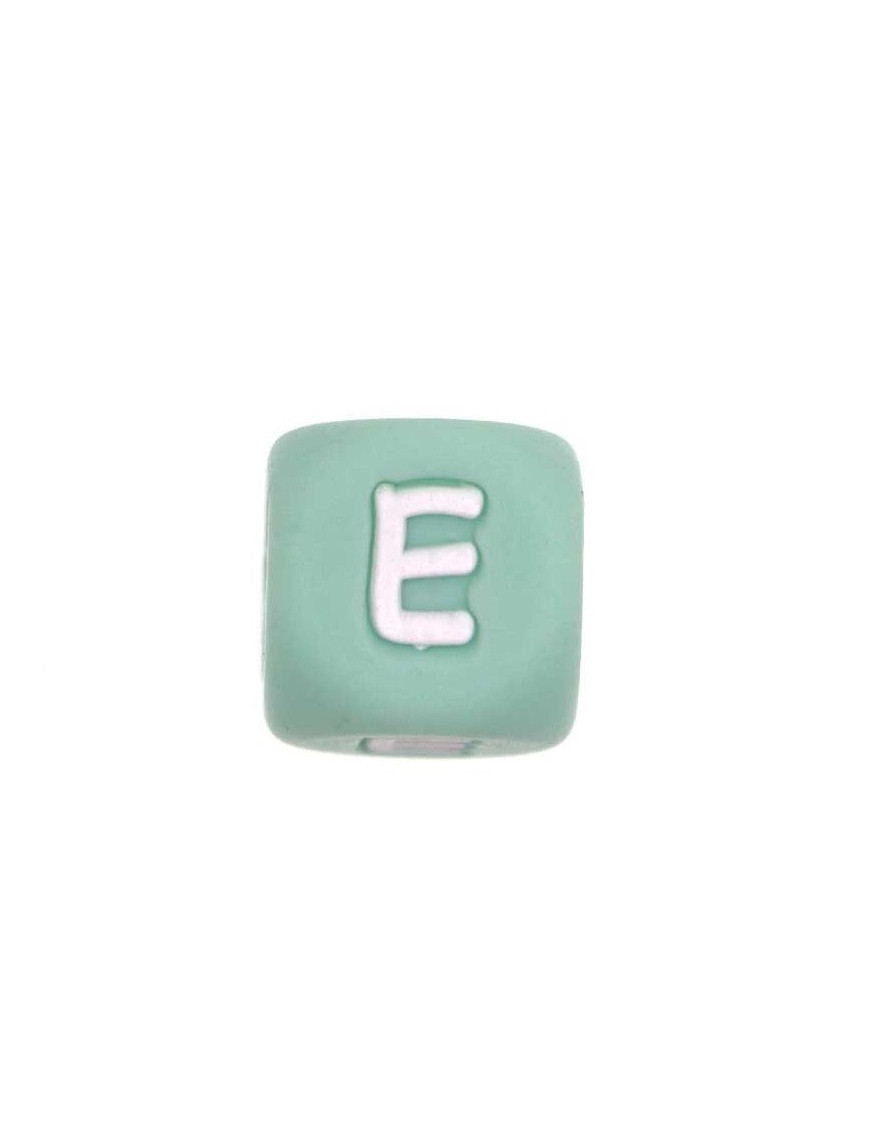 Perles Silicone Lettre Alphabet 12mm Vert Tilleul