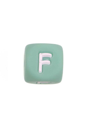 Perles Silicone Lettre Alphabet 12mm Vert Tilleul