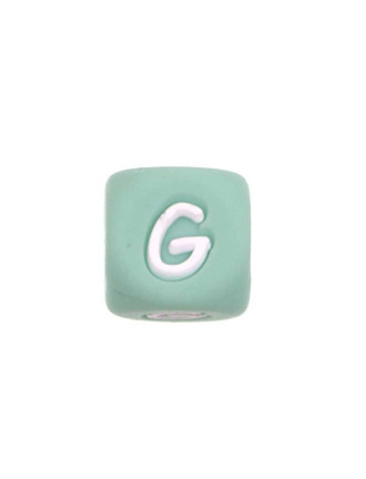 Perles Silicone Lettre Alphabet 12mm Vert Tilleul