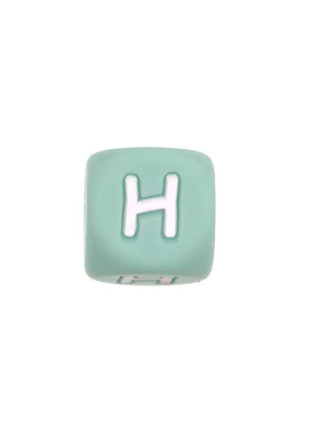 Perles Silicone Lettre Alphabet 12mm Vert Tilleul
