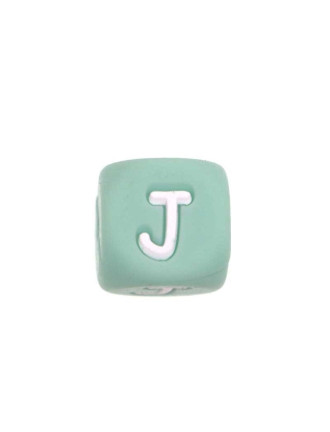Perles Silicone Lettre Alphabet 12mm Vert Tilleul