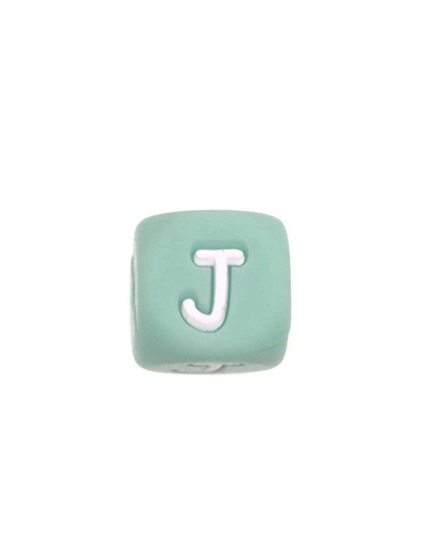 Perles Silicone Lettre Alphabet 12mm Vert Tilleul