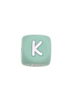 Perles Silicone Lettre Alphabet 12mm Vert Tilleul