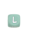 Perles Silicone Lettre Alphabet 12mm Vert Tilleul