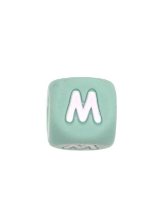 Perles Silicone Lettre Alphabet 12mm Vert Tilleul