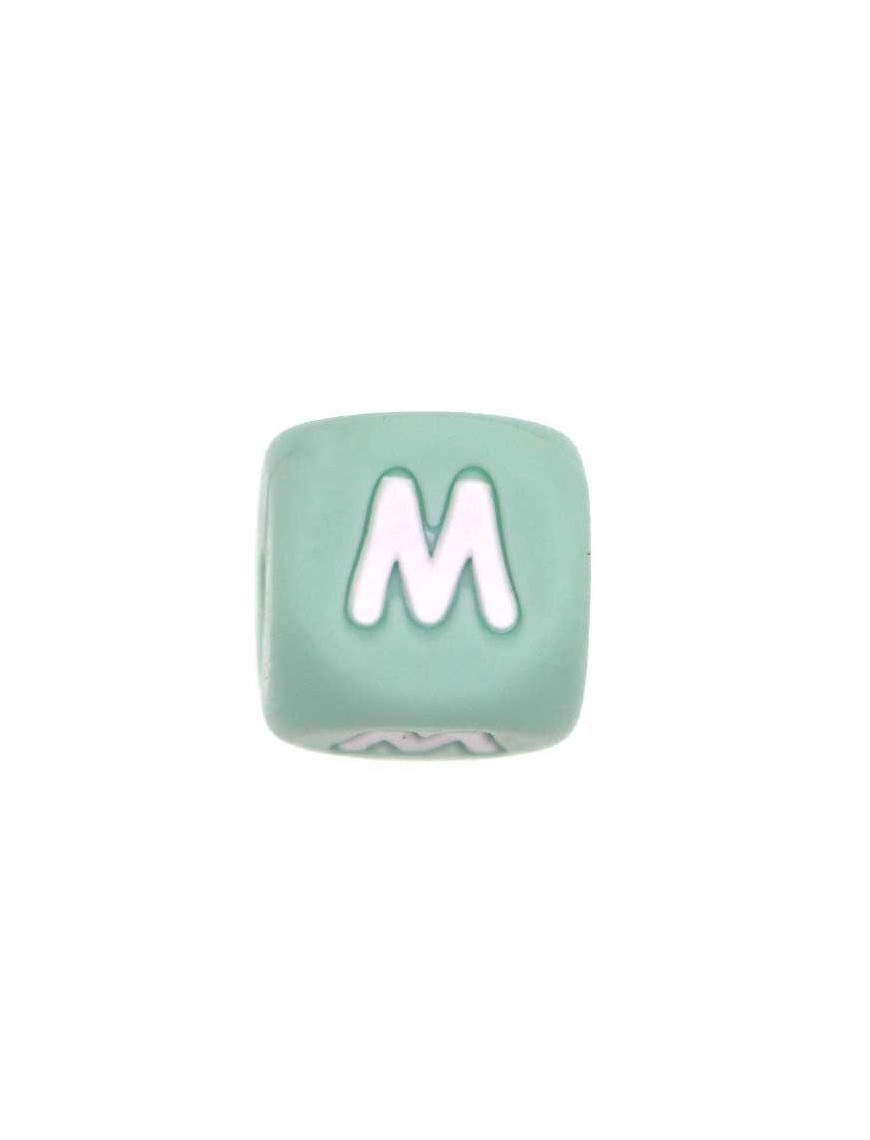 Perles Silicone Lettre Alphabet 12mm Vert Tilleul