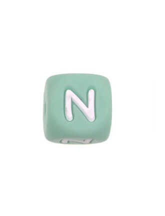 Perles Silicone Lettre Alphabet 12mm Vert Tilleul