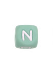 Perles Silicone Lettre Alphabet 12mm Vert Tilleul