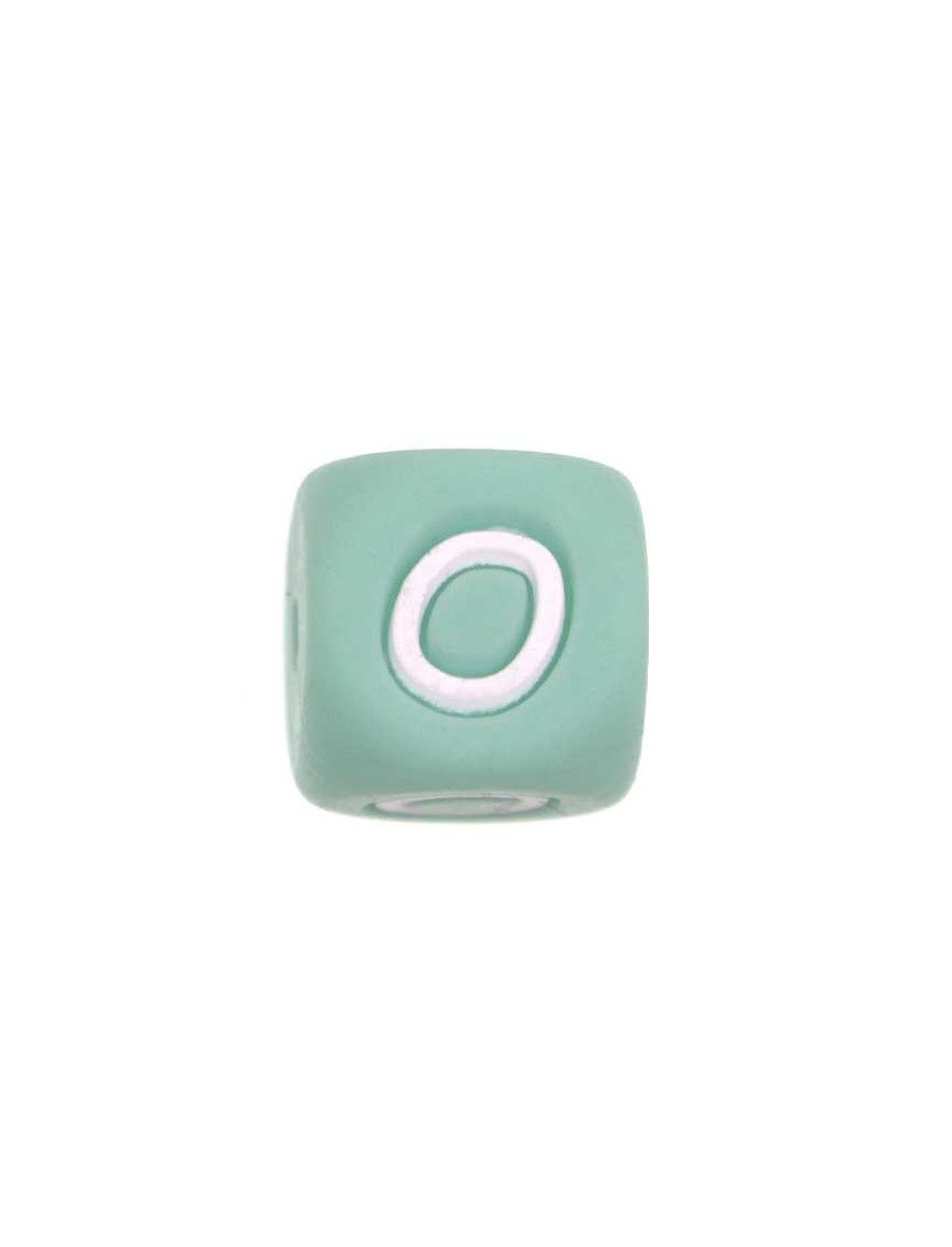 Perles Silicone Lettre Alphabet 12mm Vert Tilleul