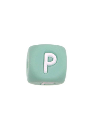 Perles Silicone Lettre Alphabet 12mm Vert Tilleul
