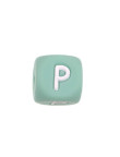 Perles Silicone Lettre Alphabet 12mm Vert Tilleul